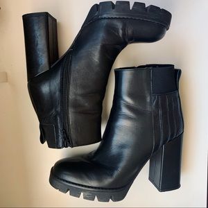 ZARA Black Leather Heeled Boots